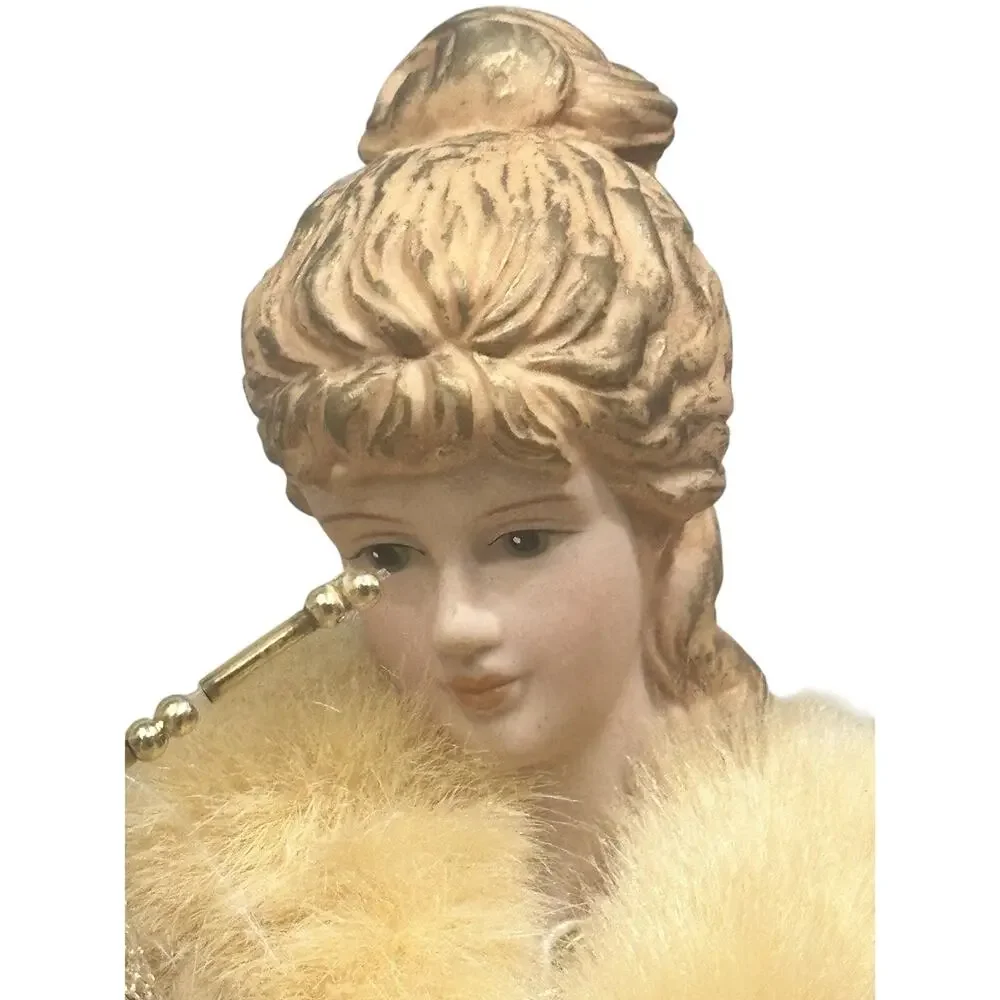Vtg Lace Satin Angel Tree Topper/table Top Porcelain Face Embroidered 12 in Gold